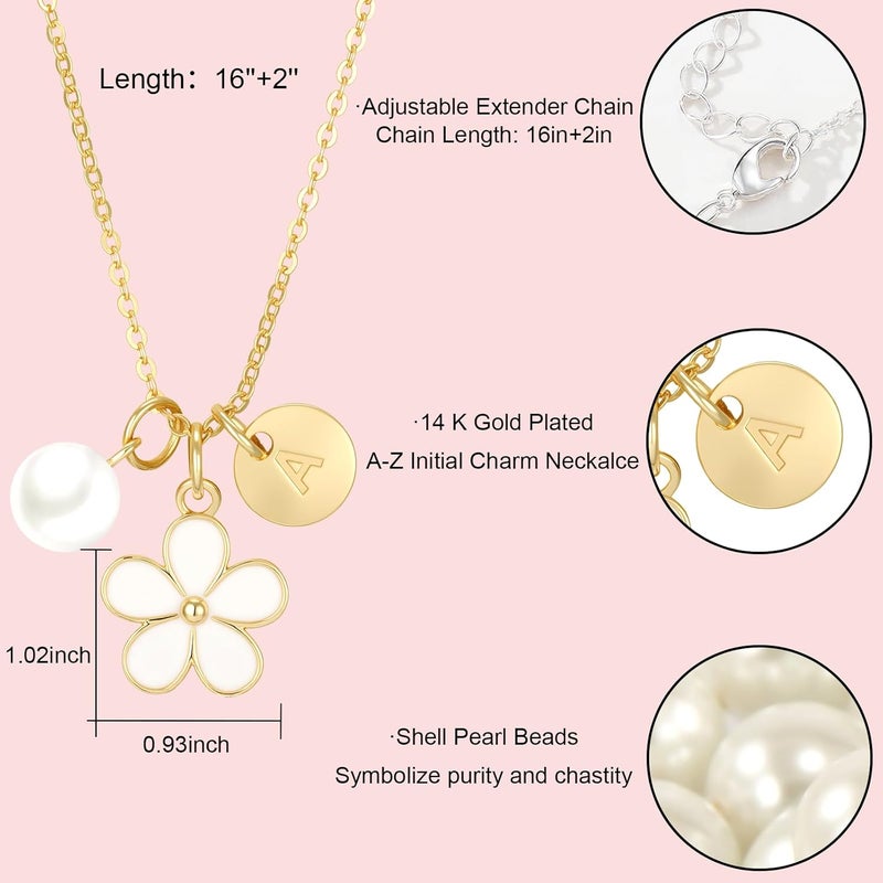 ELLEZZA Valentines Day Gifts for Kids-Flower Girl Gift,Initial Letter Necklace for Flower Girl,14K Gold Plated Proposal Gifts on Wedding Bridal Party - Image 4